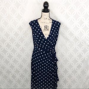 Lauren Ralph Lauren Polka Dot Faux Wrap Dress